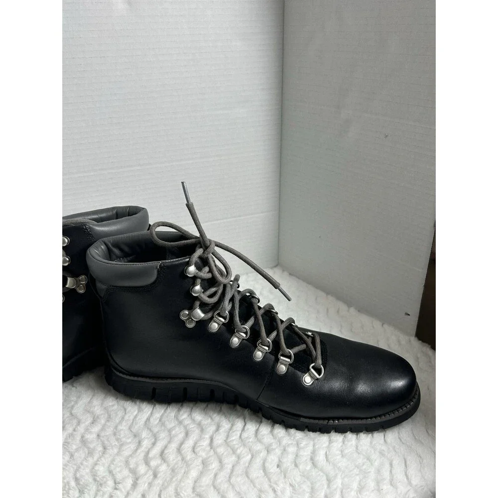 Cole Haan Boots Mens Size 12 Black ZEROGRAND‎ Leather Lace Up Combat Ankle Hiker